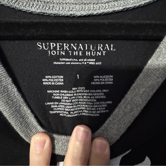 Supernatural Classic Fit Cotton Scoop Neck Long Sleeve Raglan Tee - Picture 2 of 4